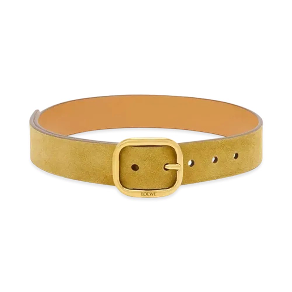 LOEWE Rounded Soft Belt in Suede "Rusty Gold"