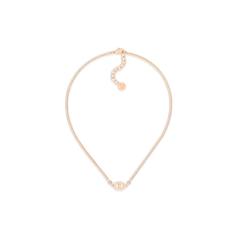 Dior CD Navy Necklace Metal and Crystals "Pink"