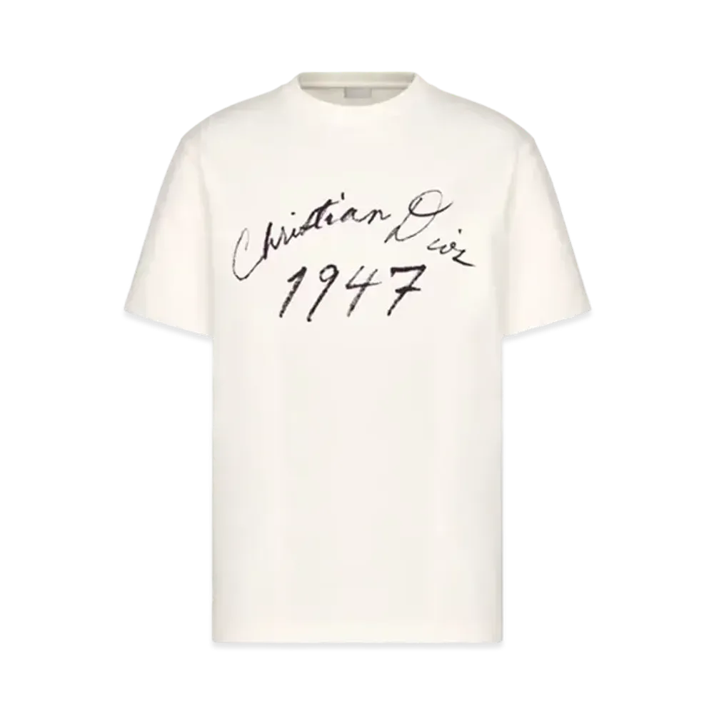 Dior Men's Handwritten Christian Dior Relaxed-Fit T-Shirt Cotton Jersey "White"