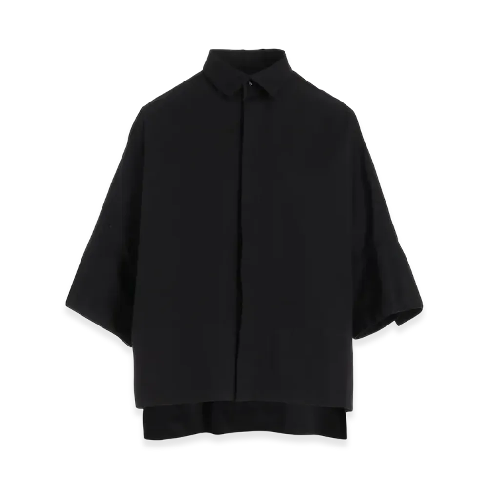 Y's Born Product Cotton Twill Wide Cuffs Shirt "Black"