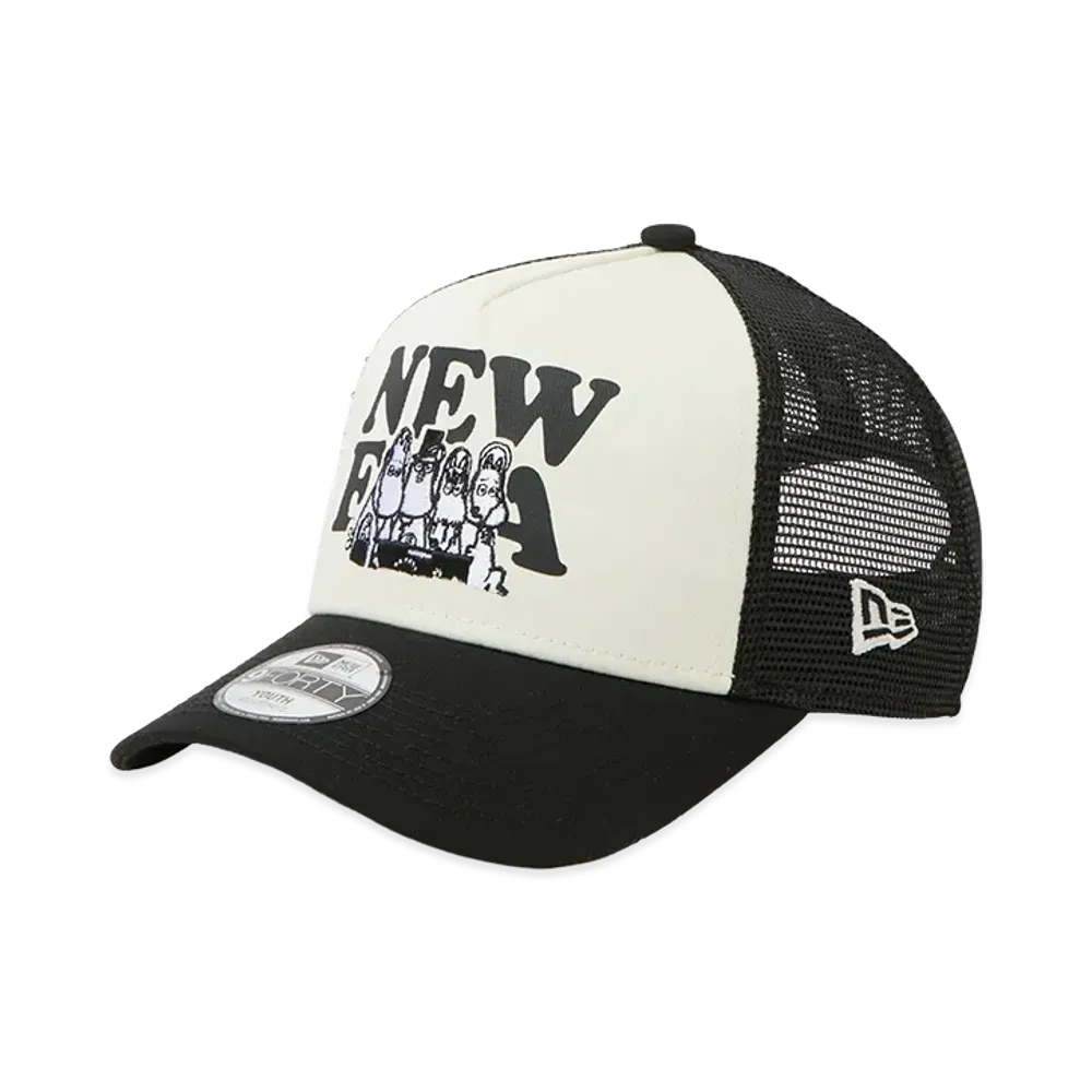 NEW ERA x Moomin Kids Youth Music 9Forty A-Frame Trucker "Chrome White/Black"