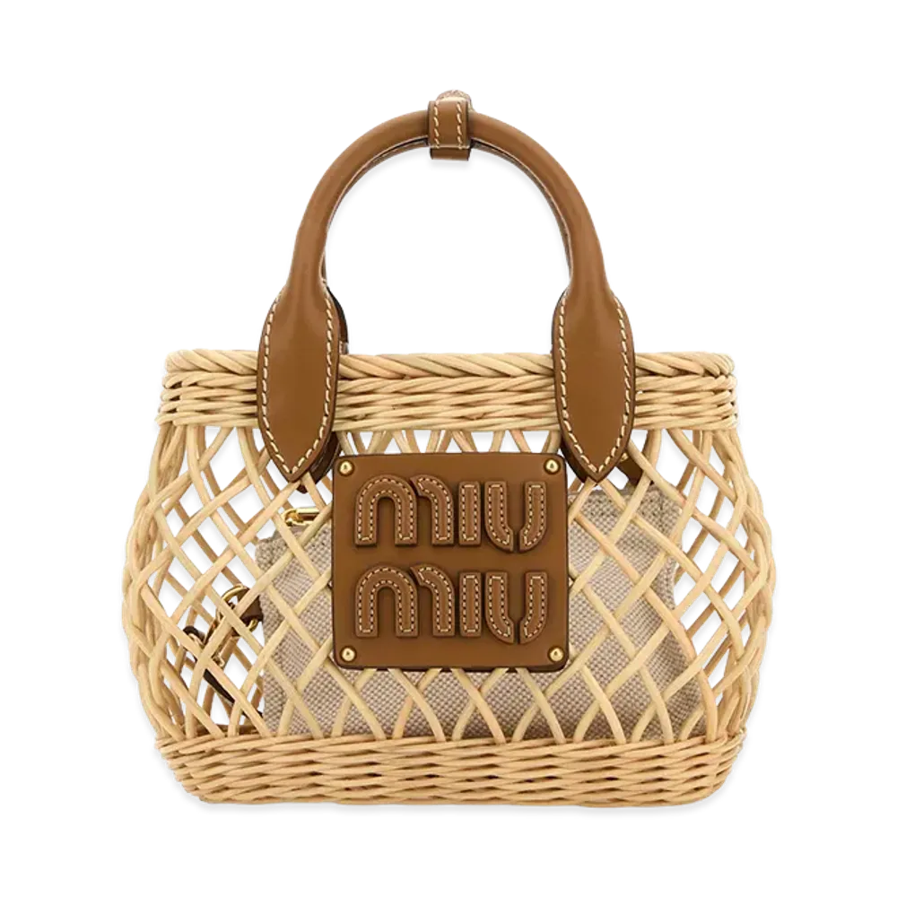 MIU MIU Women's Raffia Handbag "Beige"