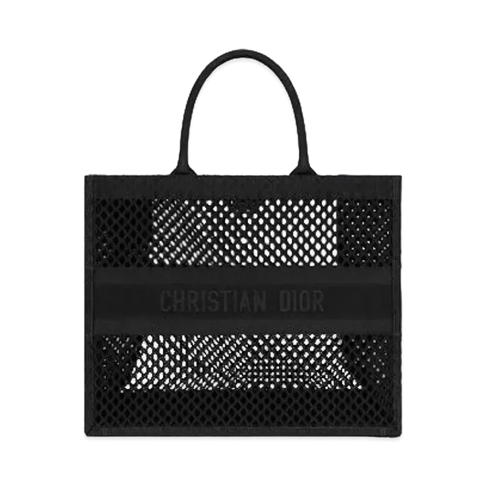 Dior Book Tote Mesh Embroidery "Black"