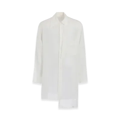 Yohji Yamamoto POUR HOMME 60 Cellulose Loan Double Layer Tab Collar Blouse "Off White"