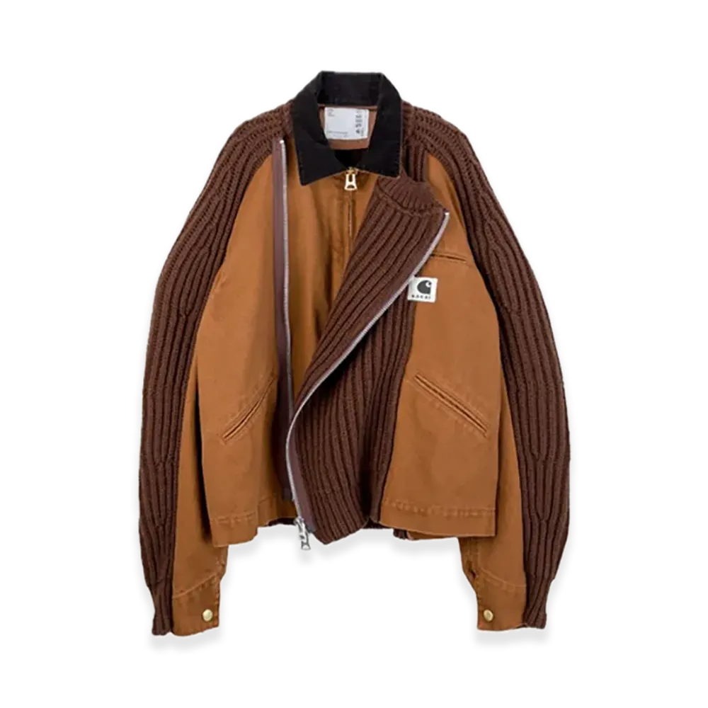 sacai x Carhartt WIP Washed Duck x Wool Knit Blouson Mens "Dark Beige"