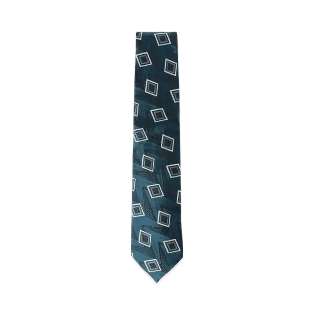 BEAMS Silk Geometric Tie "Green"