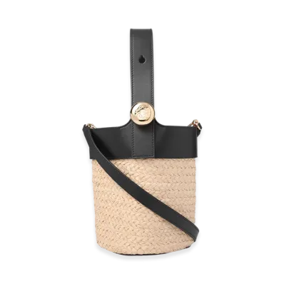LOEWE 3-Way Pebble Bucket Mini "Natural/Black"