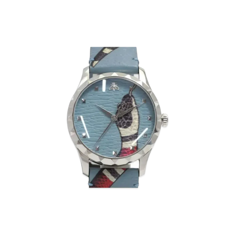 GUCCI G Timeless Pastel Blue King Snake "Blue/Stainless Steel"