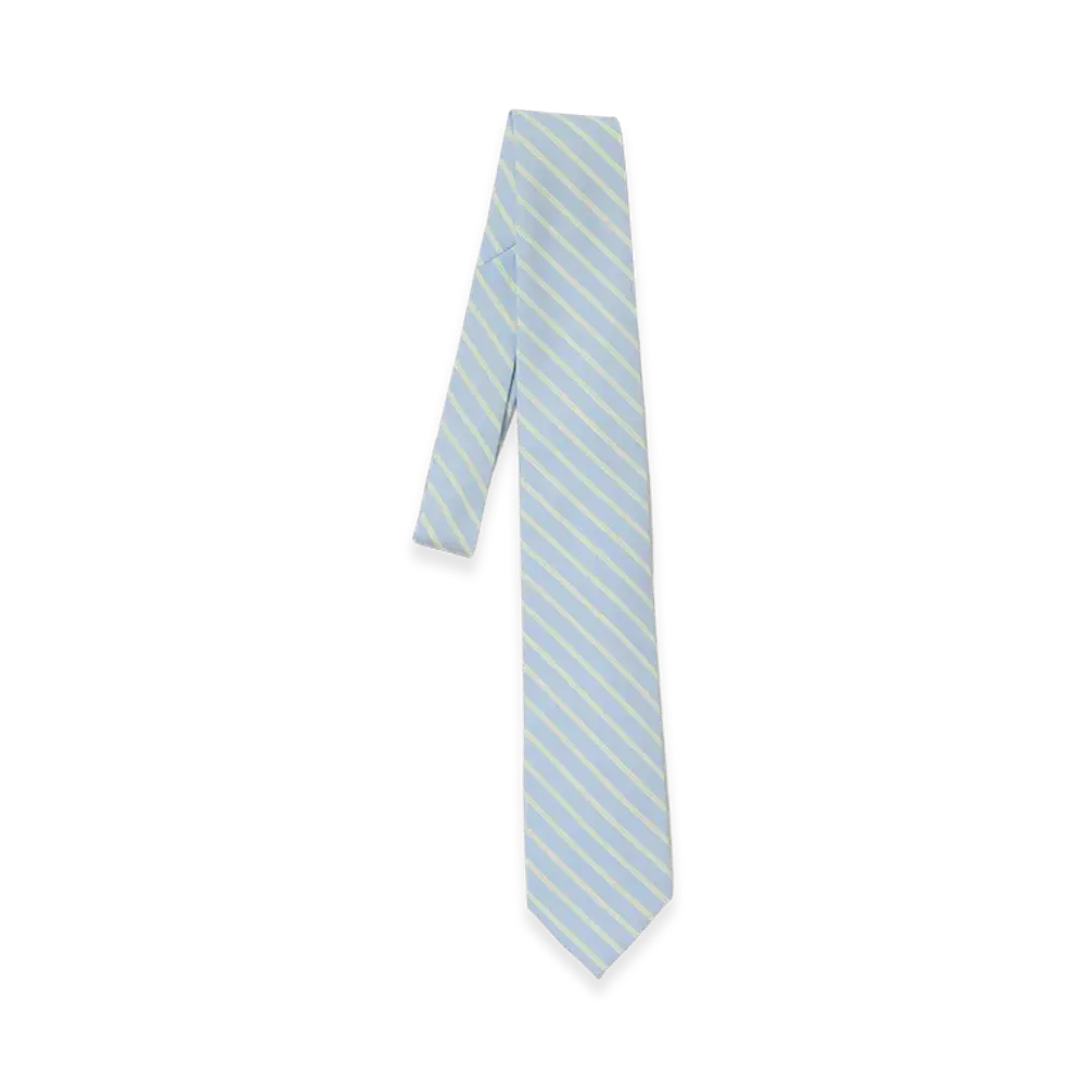 AURALEE Super Fine Wool Stripe Tie "Sax Blue Stripe"