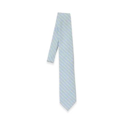 AURALEE Super Fine Wool Stripe Tie "Sax Blue Stripe"