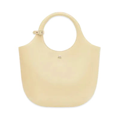 Courreges Medium Holy Iced Leather Bag "Soft Butter"