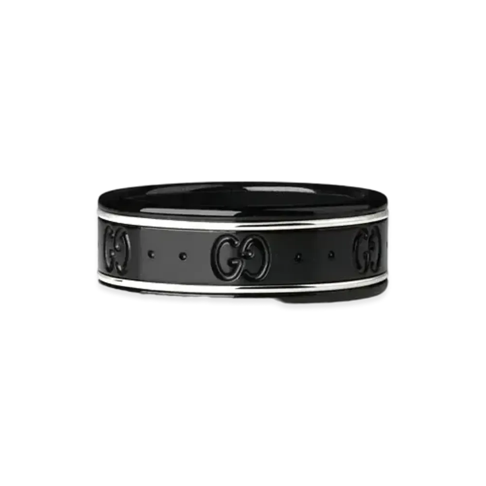GUCCI Icon Thin Band In White Gold "Black"