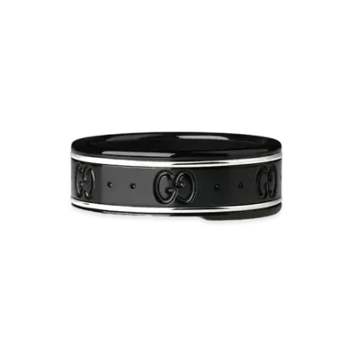 GUCCI Icon Thin Band In White Gold "Black"