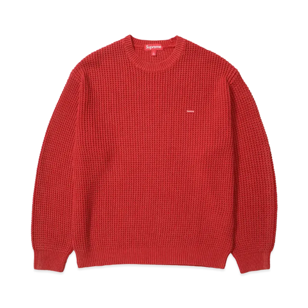 Supreme Washed Small Box Waffle Sweater "Red"