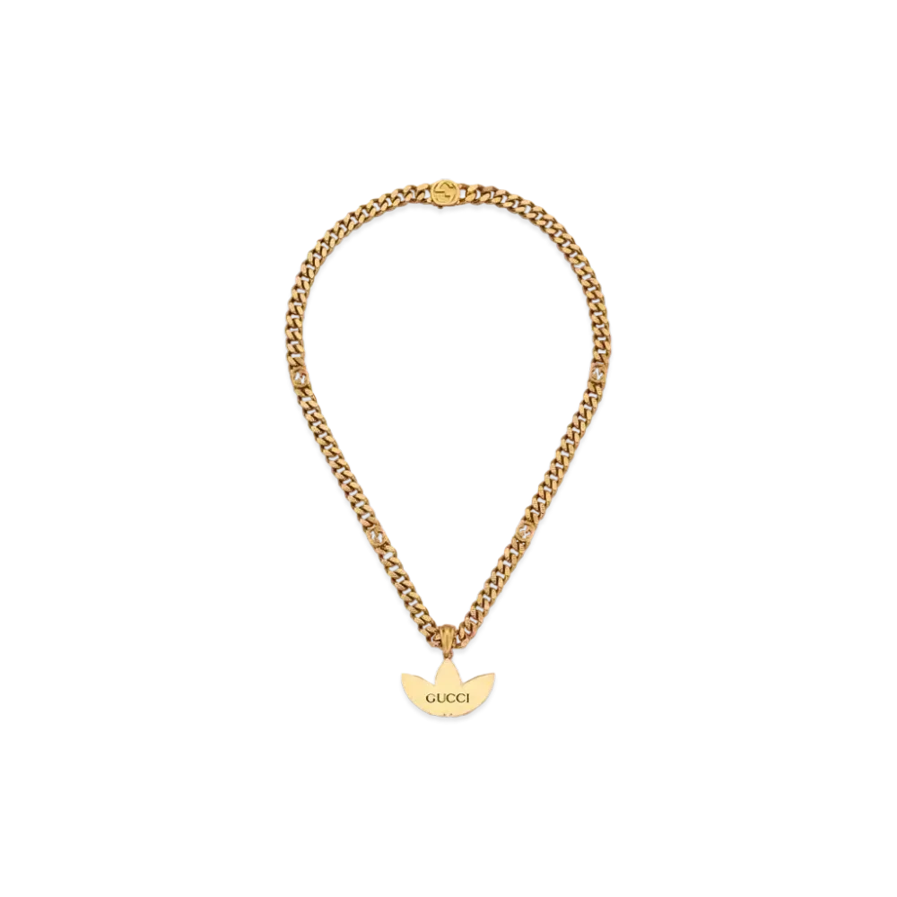 adidas x GUCCI Gourmette Necklace With Trefoil Pendant "Yellow Gold"