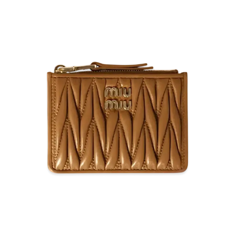 MIUMIU Matelasse Nappa Leather Card Holder "Camel"
