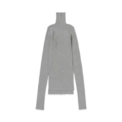 AURALEE Super Fine Wool High Gauge Rib Knit Turtle "Top Gray"