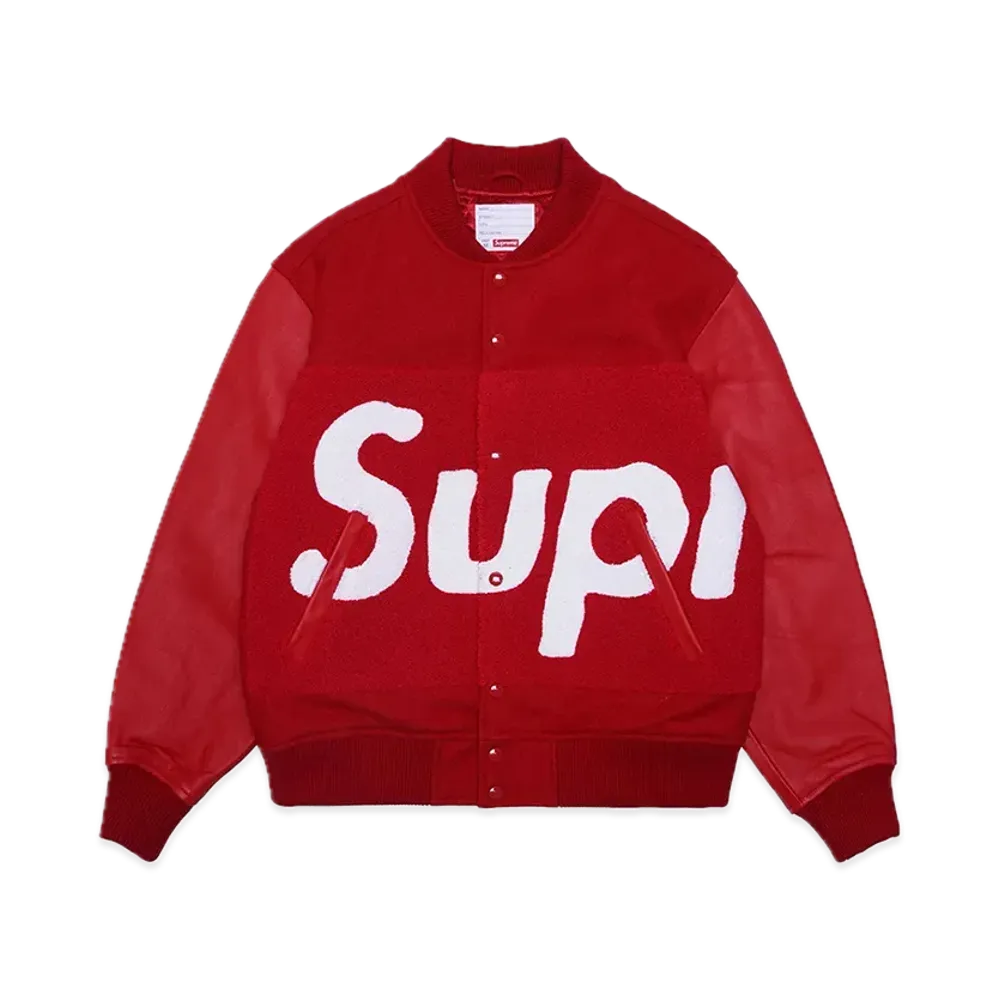 シュプリーム ビッグ ロゴ シェニール バーシティ ジャケット "レッド"