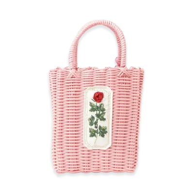 BEAMS COUTURE x RURU MARY'S Hand-Embroidered Petit Basket Bag "Pink"