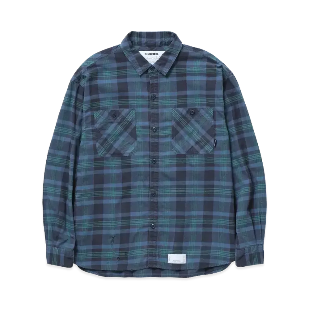 ネイバーフッド サベージ タータン チェック シャツ LS "ブルー/グリーン"