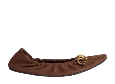 GUCCI Women's Prima Flat Ballet Shoe "Dark Brown"