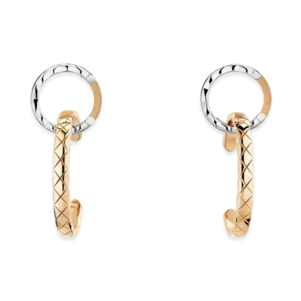 CHANEL Coco Crush Hoops Quilted Motif 18K "Beige Gold/White Gold"
