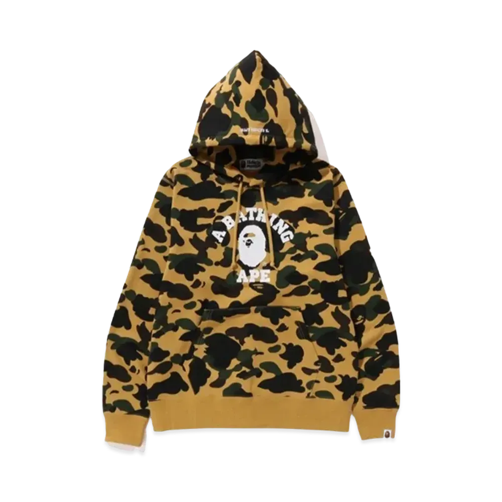 A BATHING APE 1St Camo College Pullover Hoodie "Yellow"