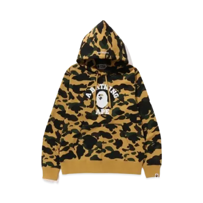 A BATHING APE 1St Camo College Pullover Hoodie "Yellow"
