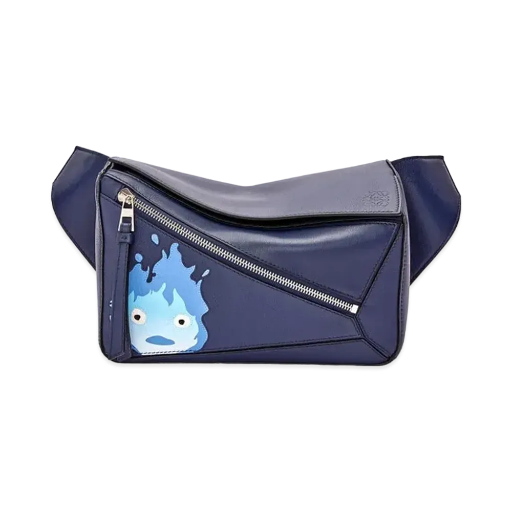 LOEWE x Howl's Moving Castle Calcifer Small Puzzle Bumbag In Classic Calfskin "Marine"