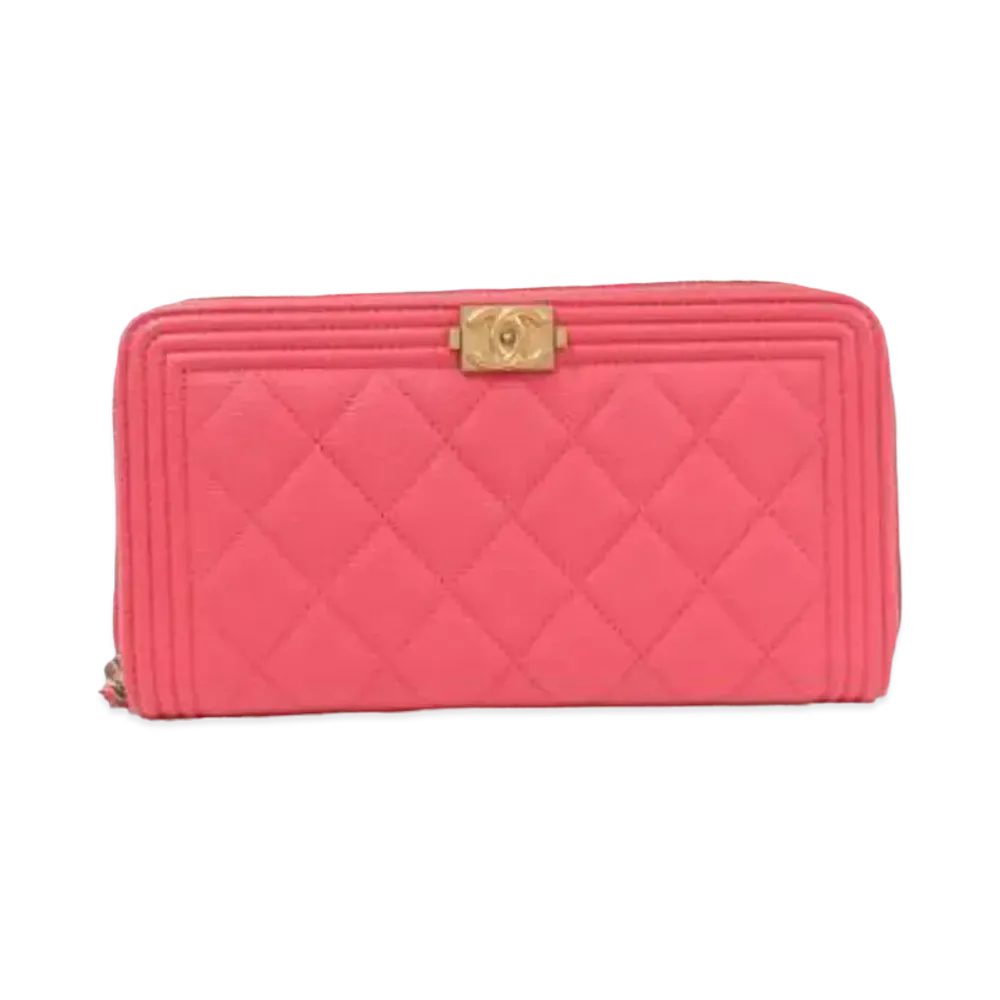 CHANEL Boy Chanel Compact Round Fastener Wallet "Pink"
