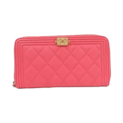 CHANEL Boy Chanel Compact Round Fastener Wallet "Pink"