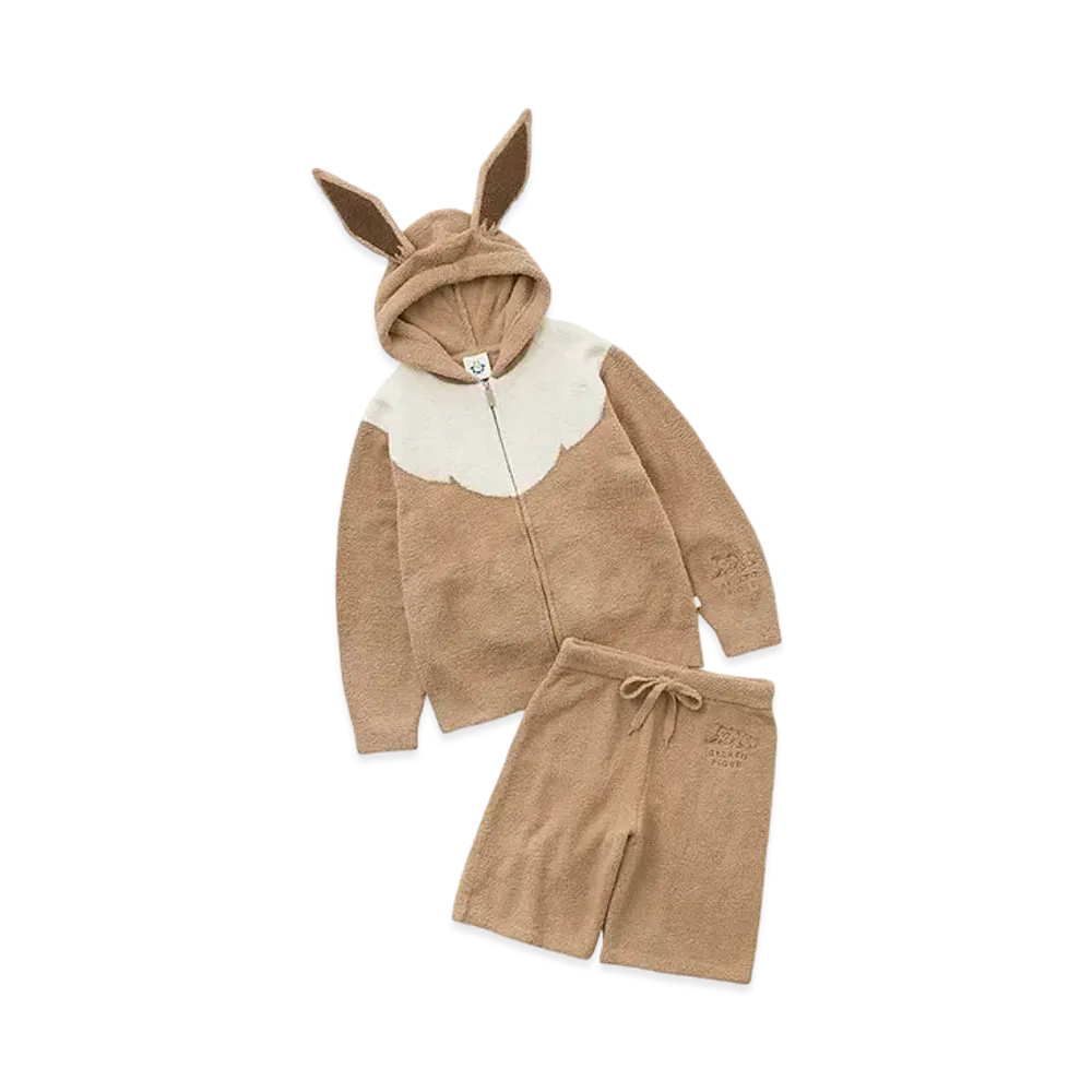 GELATO PIQUE x Pokemon Sleep Men's Babymoko Eievui Parker & Half Pants Set "Camel"
