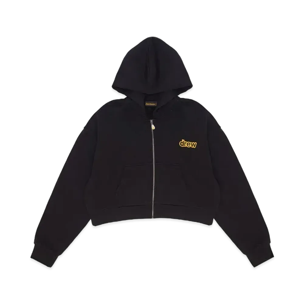 drew house Cropped Zip Up Hoodie "Black"