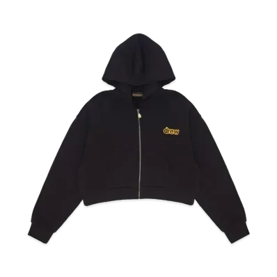 drew house Cropped Zip Up Hoodie "Black"