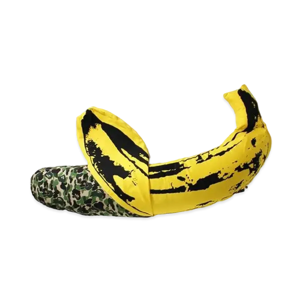 A BATHING APE / MEDICOM TOY / ANDY WARHOL ABC CAMO BANANA CUSHION M "Green"