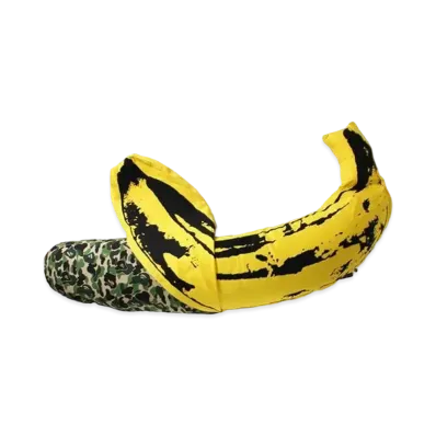A BATHING APE / MEDICOM TOY / ANDY WARHOL ABC CAMO BANANA CUSHION M "Green"