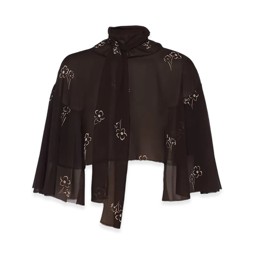PRADA Women's Print Georgette Cape "Grape Purple"