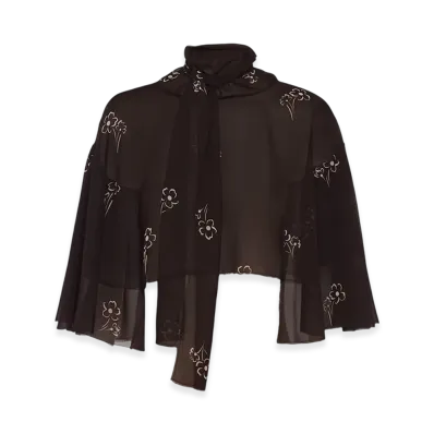 PRADA Women's Print Georgette Cape "Grape Purple"