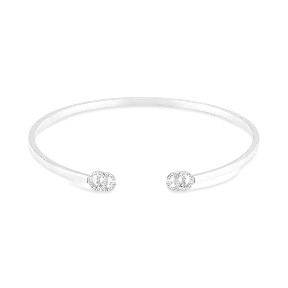 GUCCI GG Running 18K Cufflinks With Diamonds "Silver"