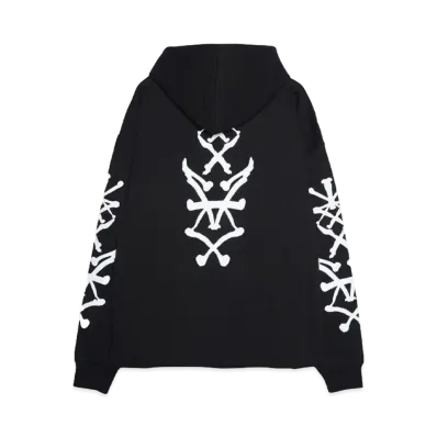 44 LABEL GROUP BONES HOODIE "BLACK/BONES/SLEEVE"