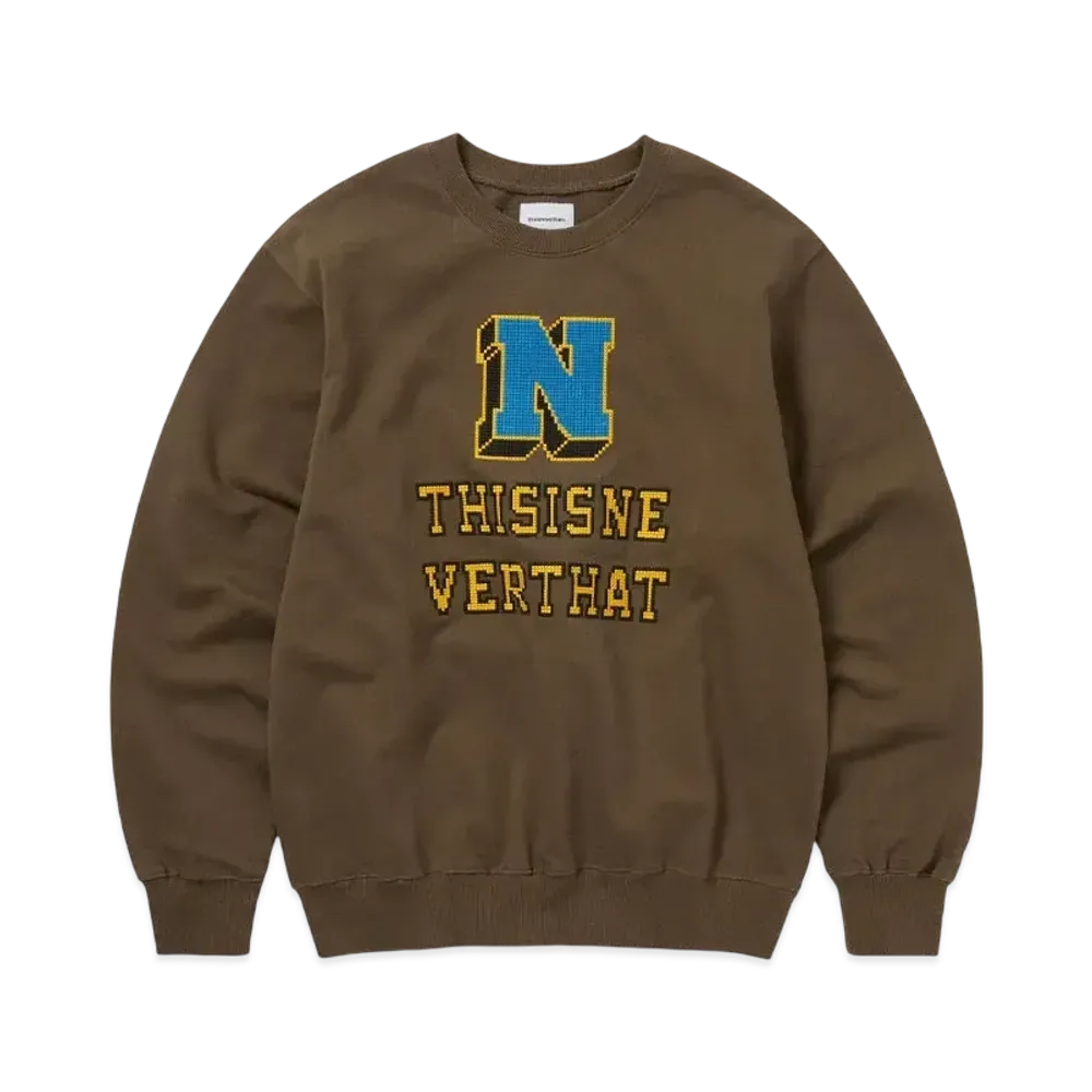 thisisneverthat Cross Stitched Crewneck "Brown"
