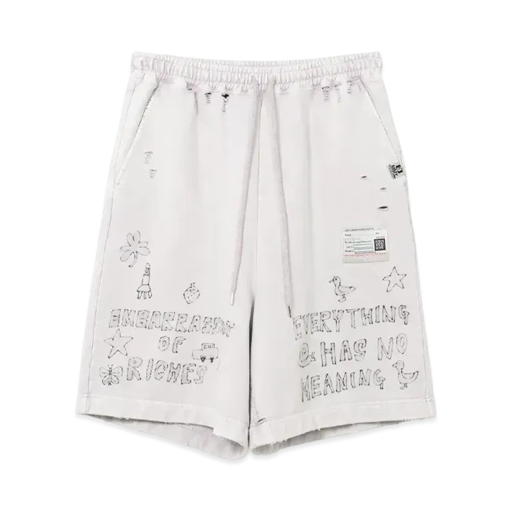 Maison MIHARA YASUHIRO Bleached Graffiti Print Sweat Shorts "Pink"