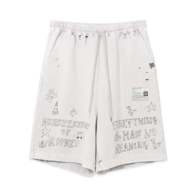 Maison MIHARA YASUHIRO Bleached Graffiti Print Sweat Shorts "Pink"