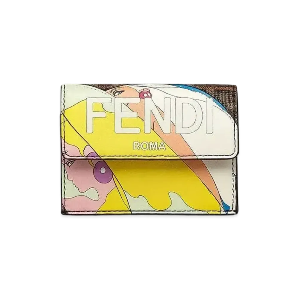 FENDI Micro Tri-Fold Fabric Wallet "Brown"