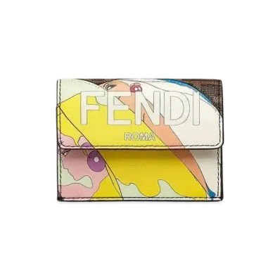 FENDI Micro Tri-Fold Fabric Wallet "Brown"