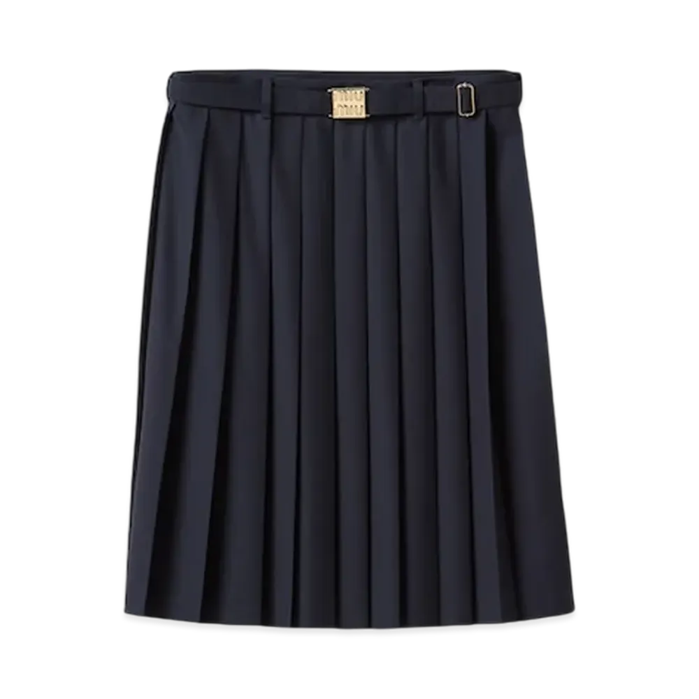MIU MIU Women's Prince of Wales Check Skirt "Anthracite Gray"
