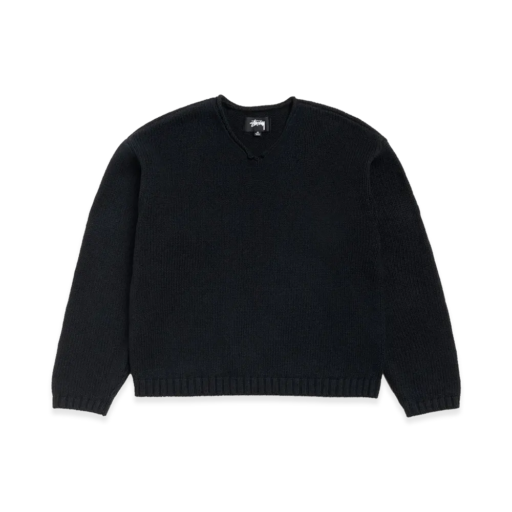 Stussy Roll V Neck Sweater "Black"