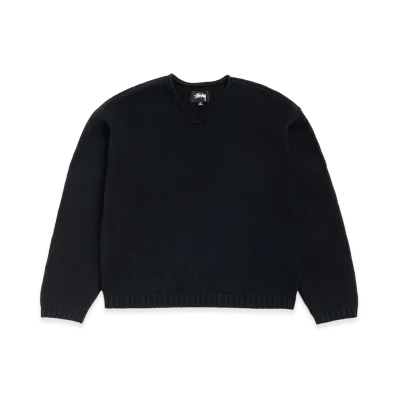 Stussy Roll V Neck Sweater "Black"