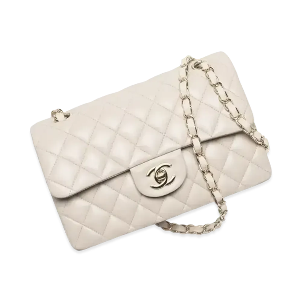 CHANEL Small Classic Handbag Lambskin & Gold-Tone Metal "Beige"
