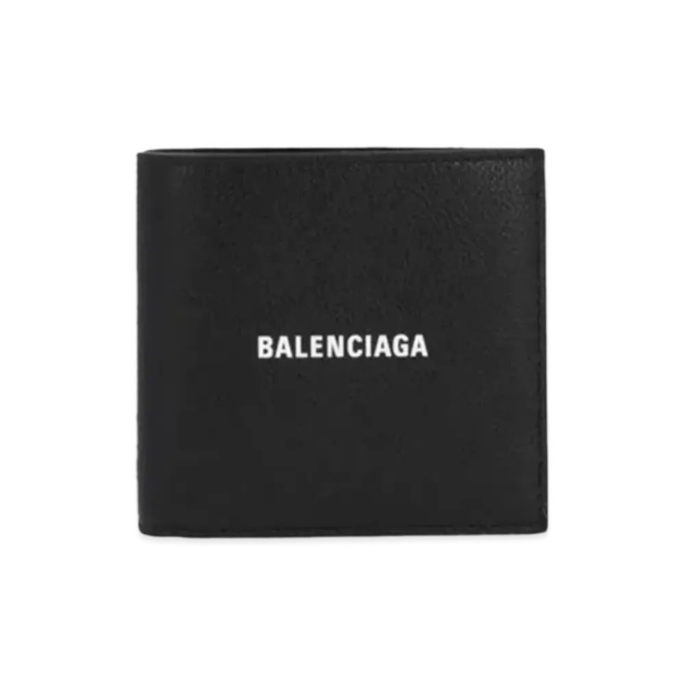 BALENCIAGA Cash Square Folded Wallet Grained Calfskin "Black/White"